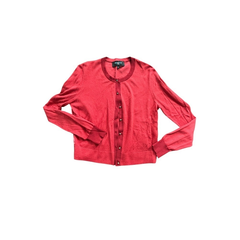 Paule‎ Ka Paris Women's Red Cashmere Blend Knit Cardigan Sweater M